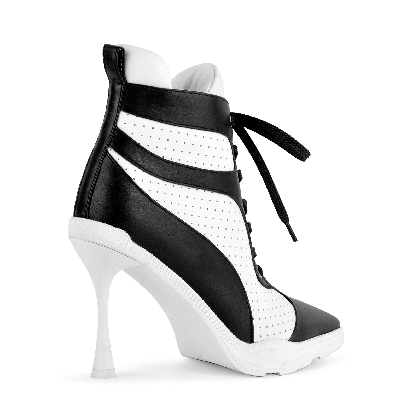 Pointed Toe Lace-up Contrast Sneaker Ankle Boots