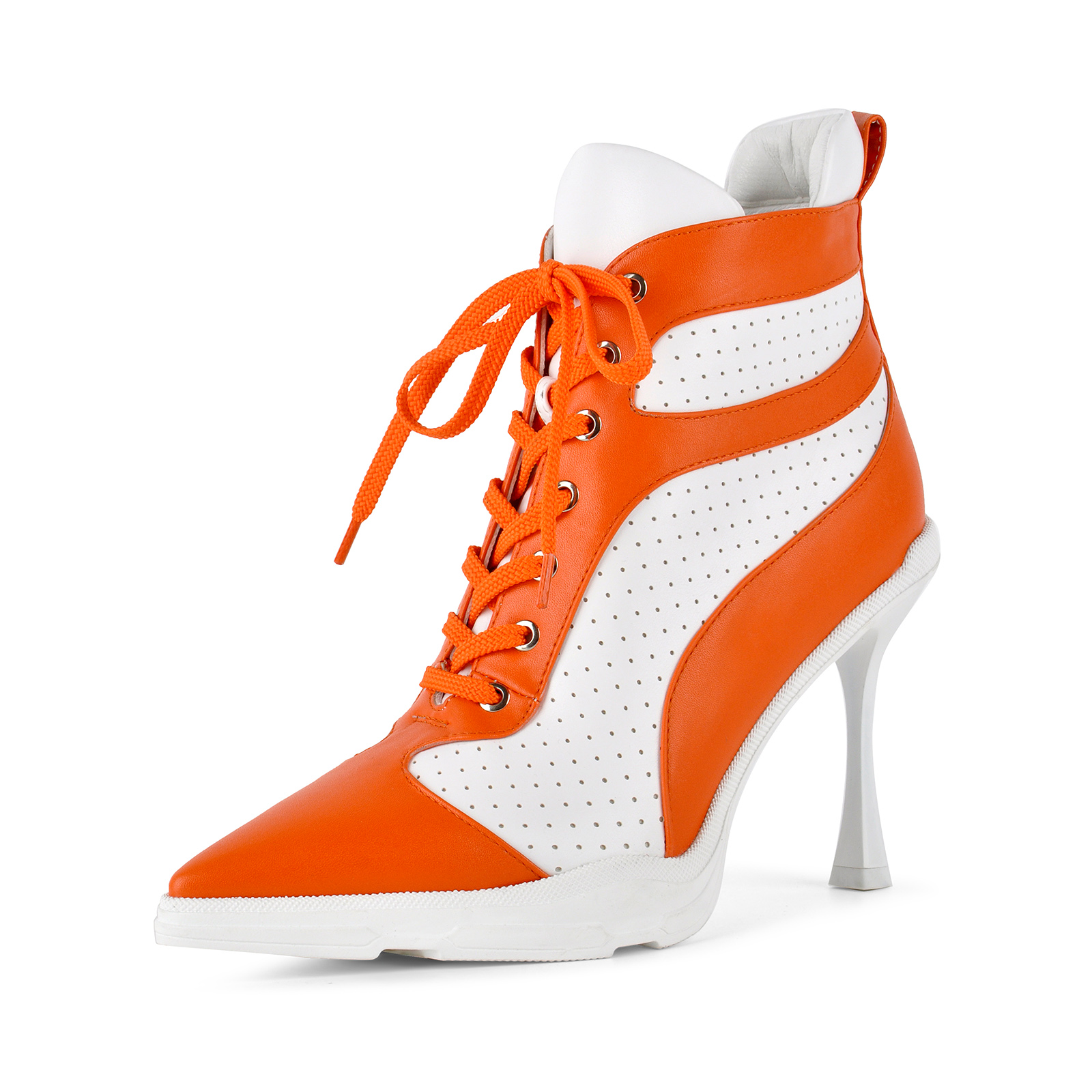 Pointed Toe Lace-up Contrast Sneaker Ankle Boots