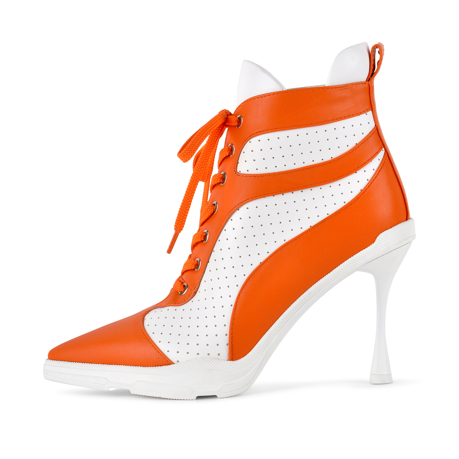 Pointed Toe Lace-up Contrast Sneaker Ankle Boots