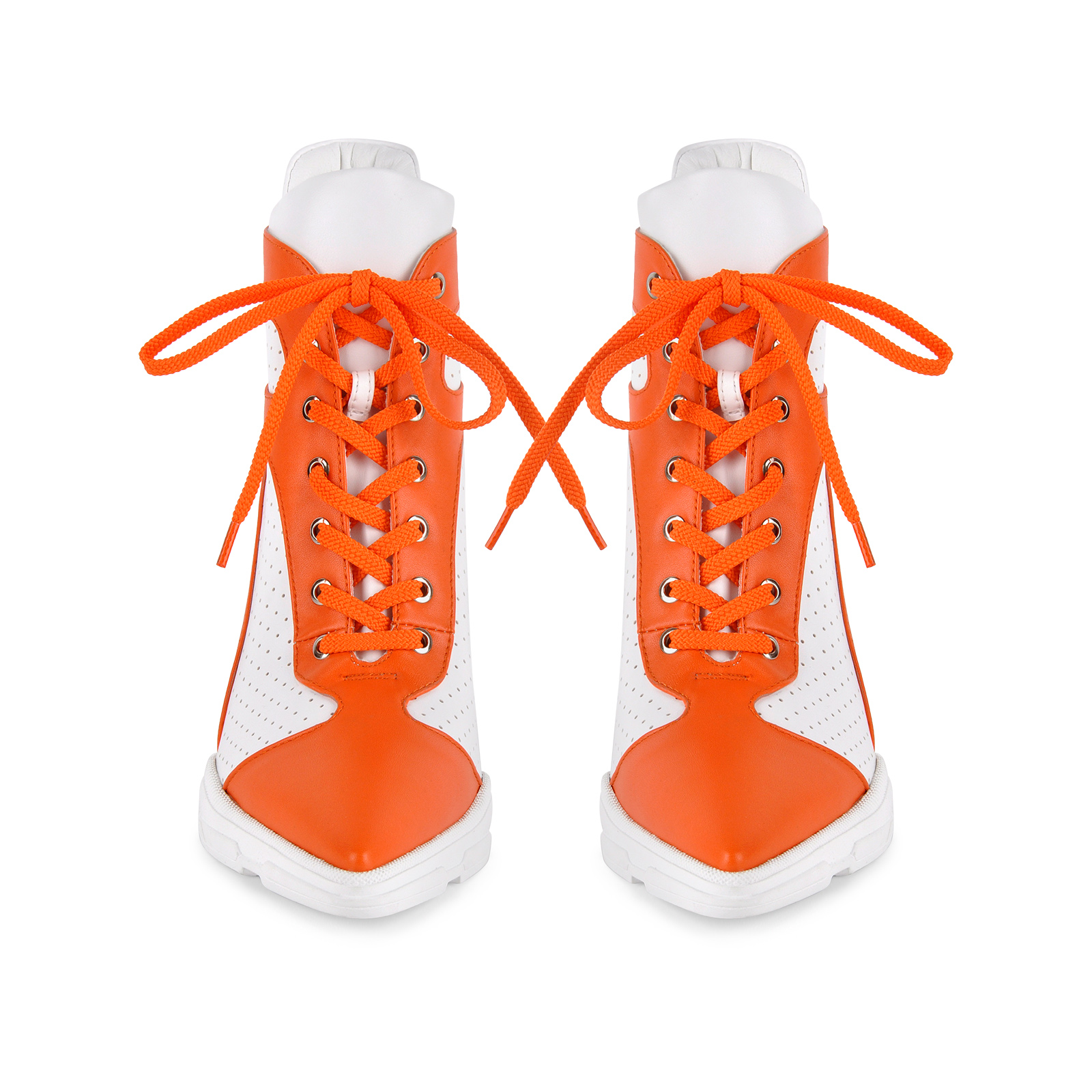 Pointed Toe Lace-up Contrast Sneaker Ankle Boots