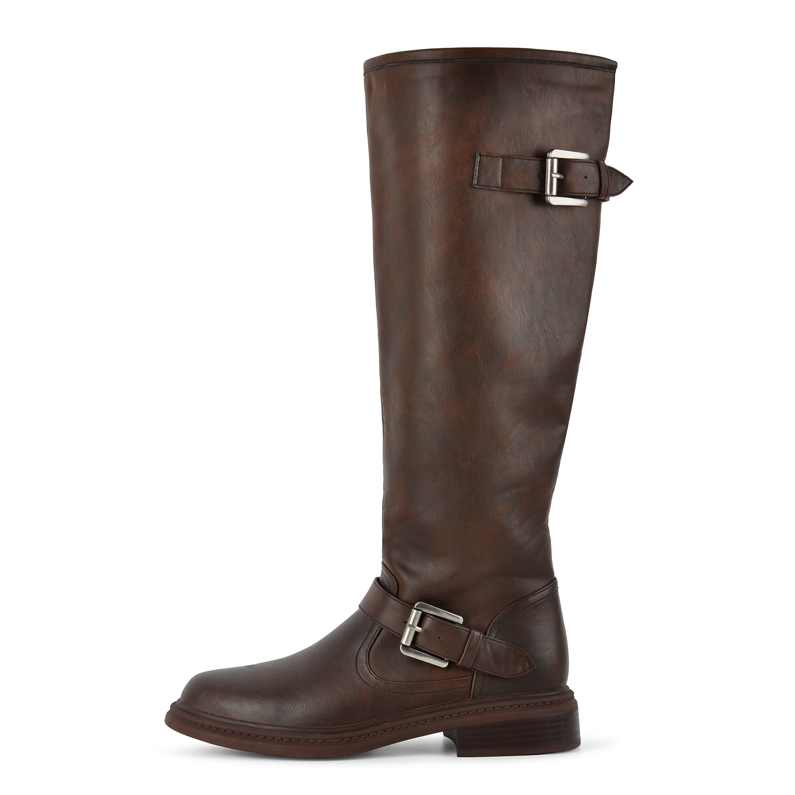 Buckle Strap Low Heel Knee High Riding Boots