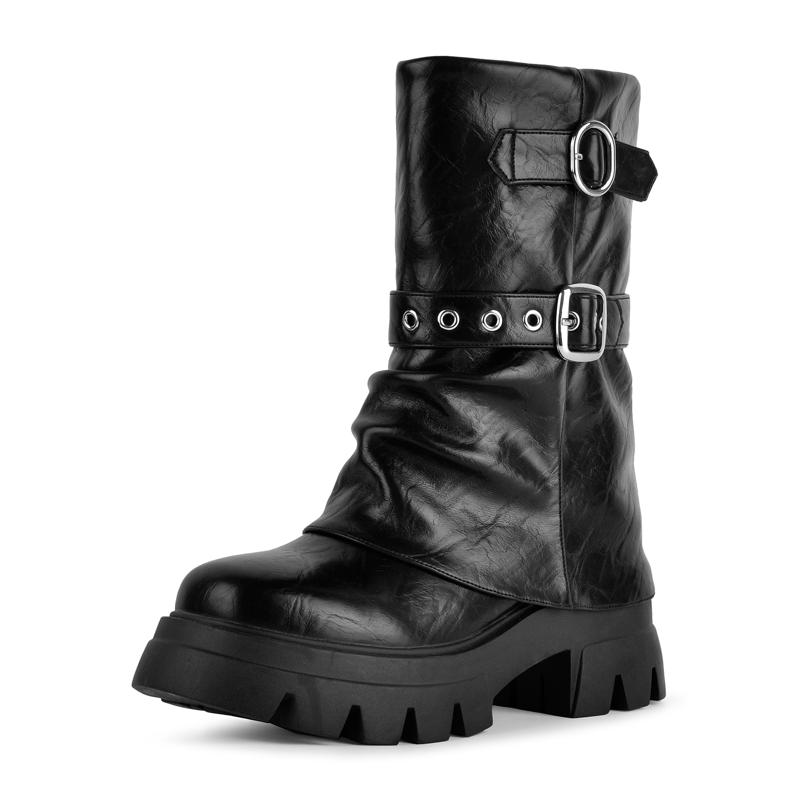 Platform Buckle Strap Chunky Heel Ankle Boots