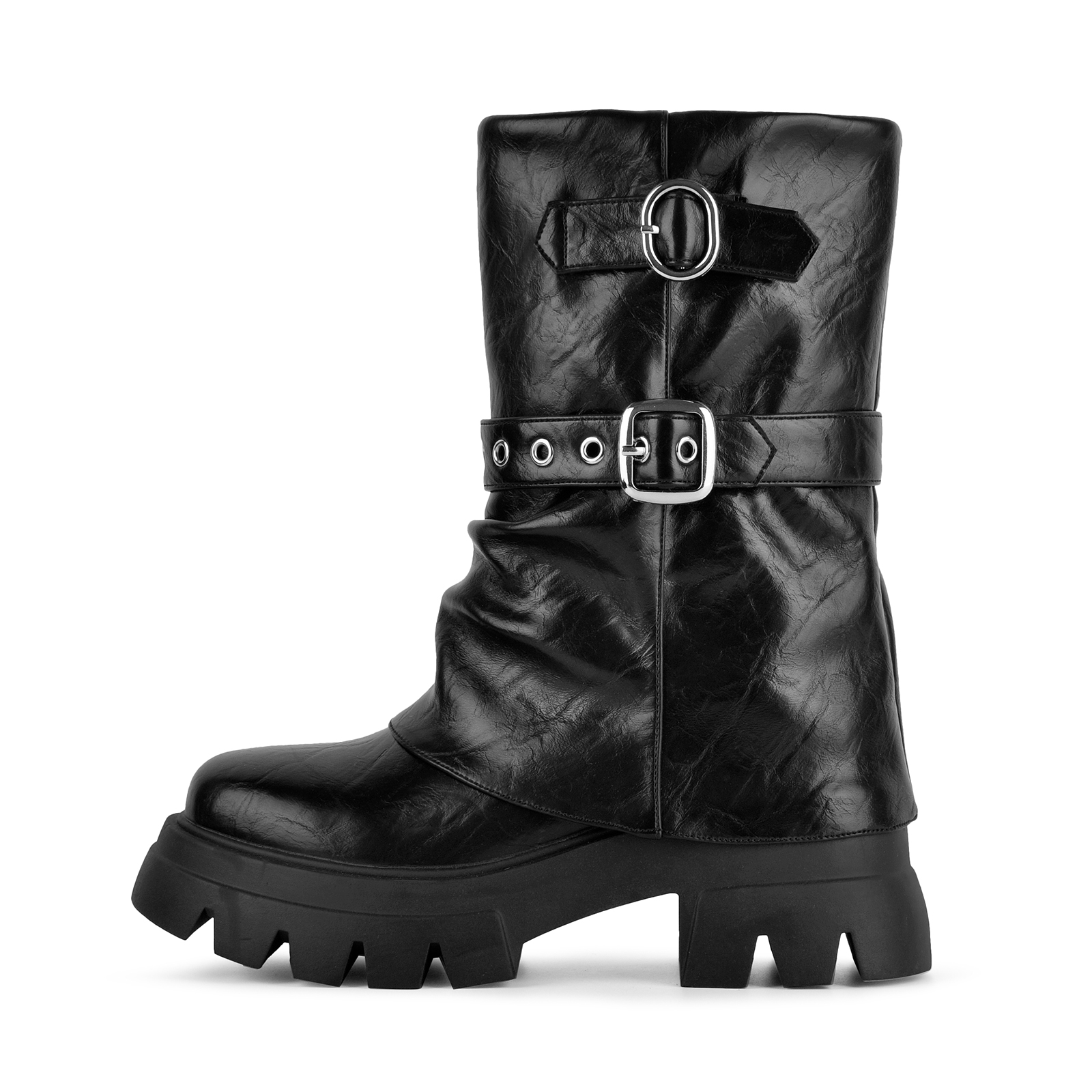 Platform Buckle Strap Chunky Heel Ankle Boots
