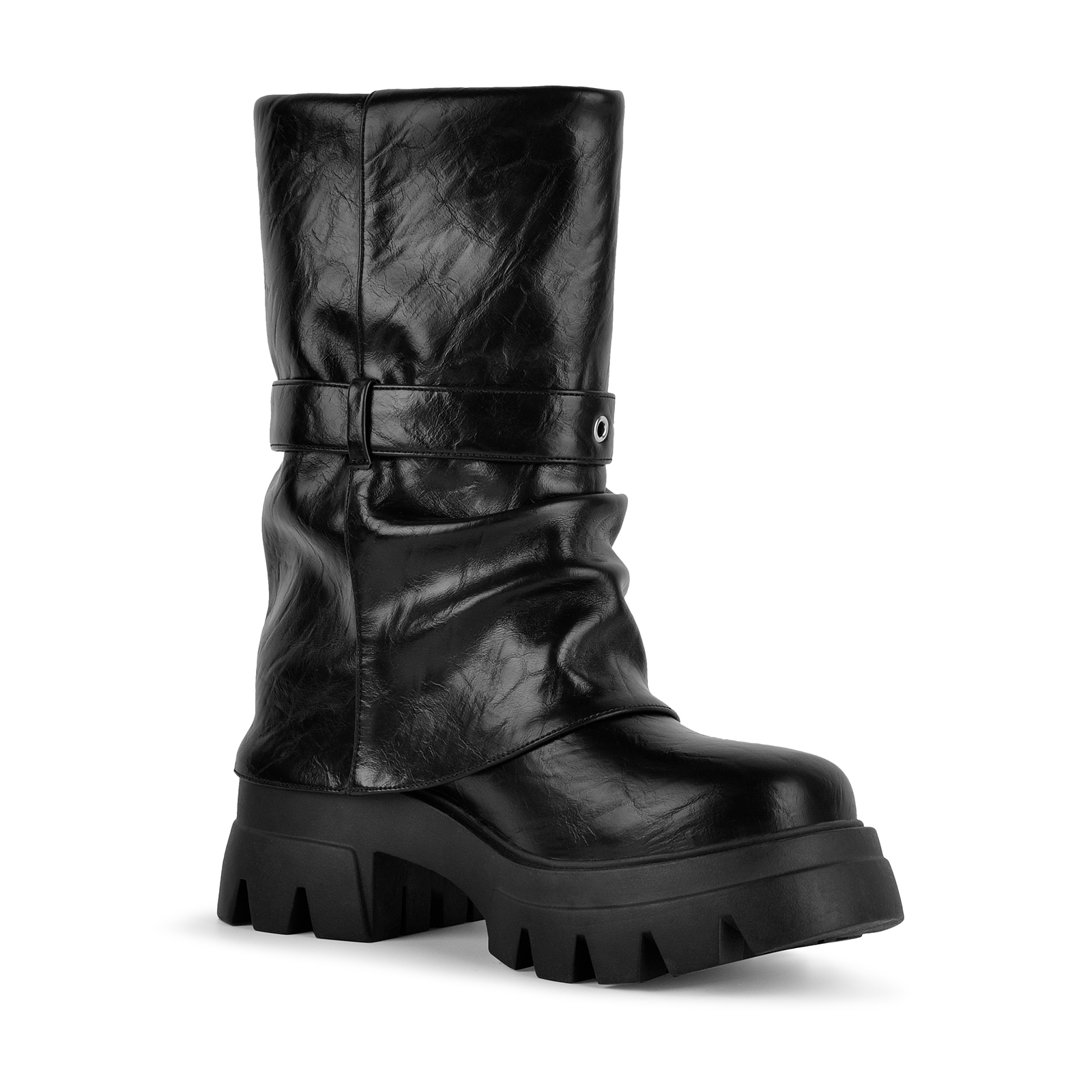 Platform Buckle Strap Chunky Heel Ankle Boots