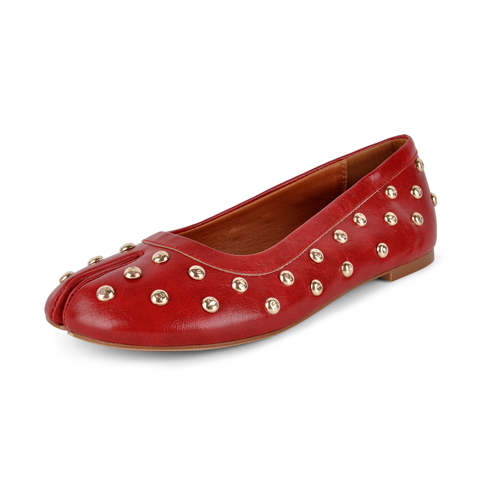 Round Toe Studded Tabi Flats