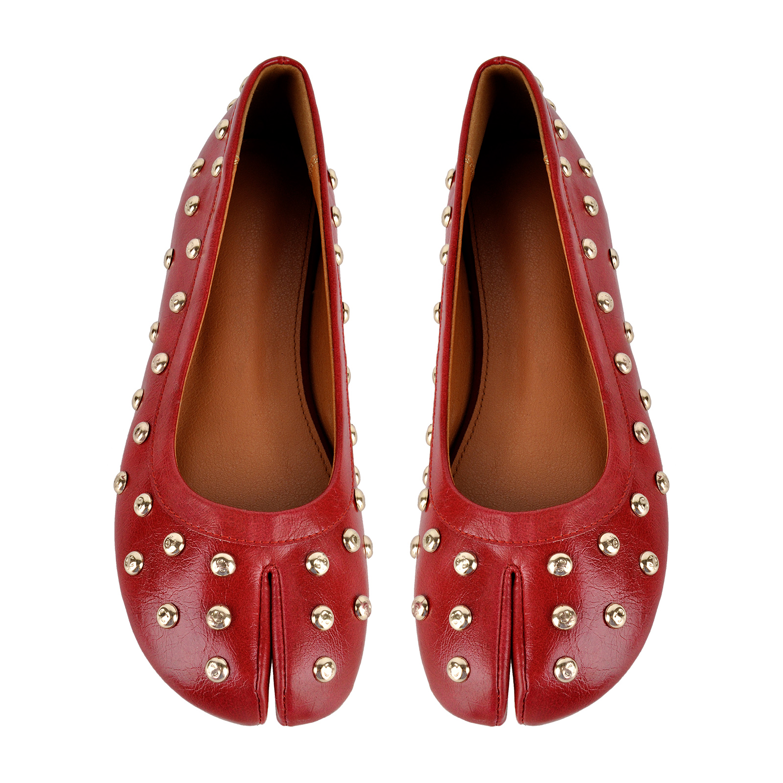 Round Toe Studded Tabi Flats