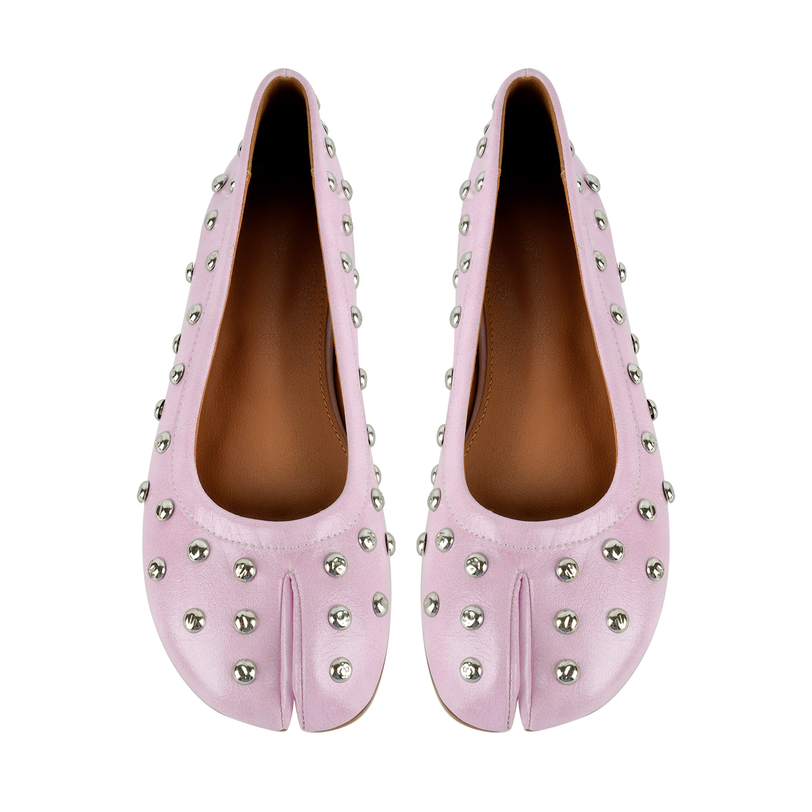 Round Toe Studded Tabi Flats
