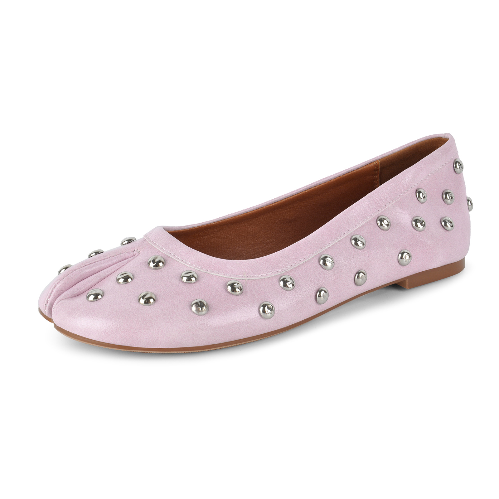 Round Toe Studded Tabi Flats