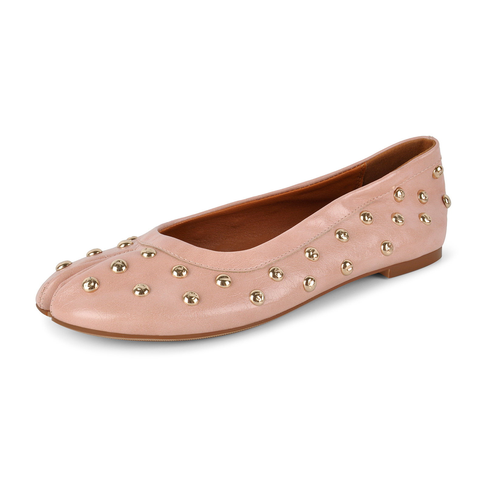 Round Toe Studded Tabi Flats