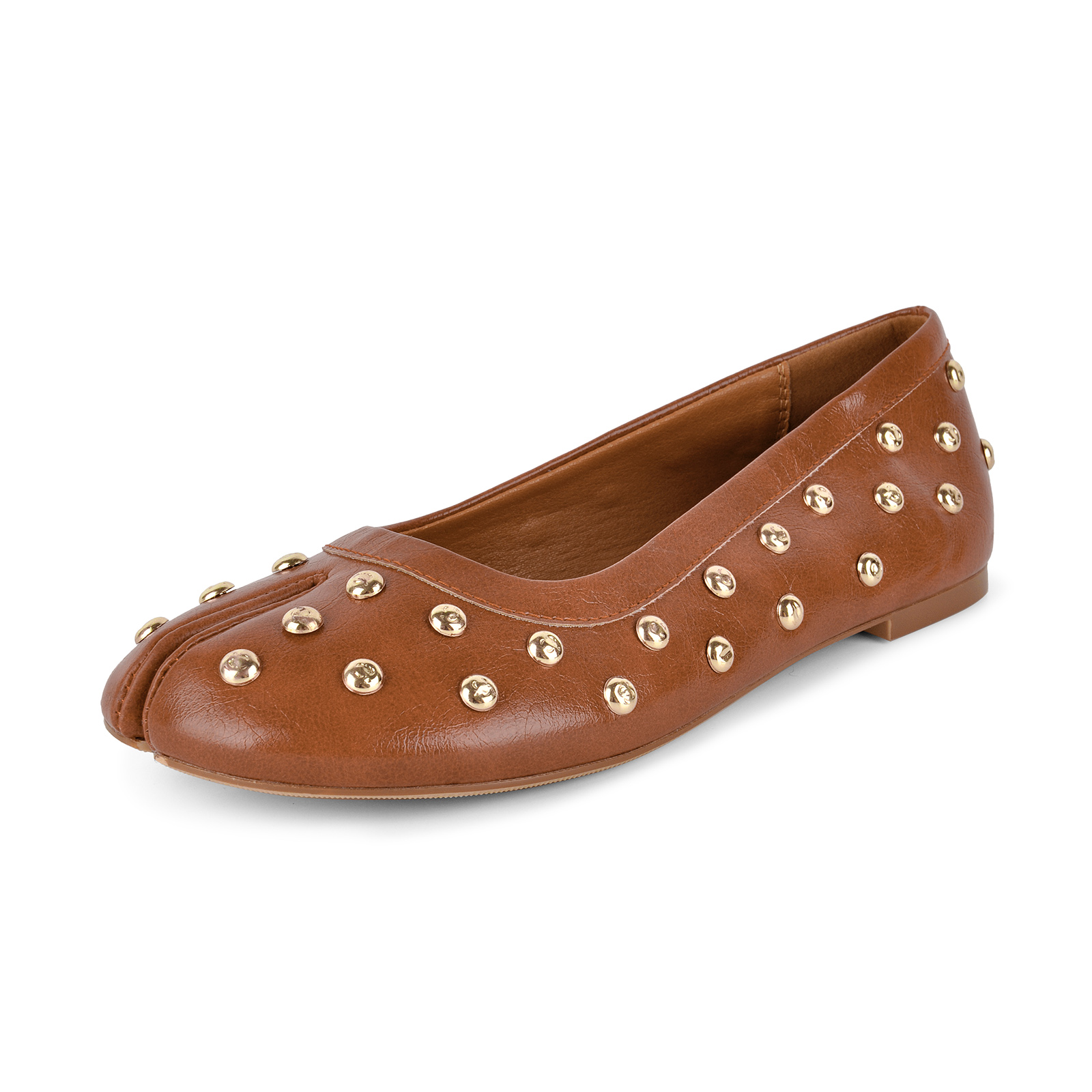 Round Toe Studded Tabi Flats