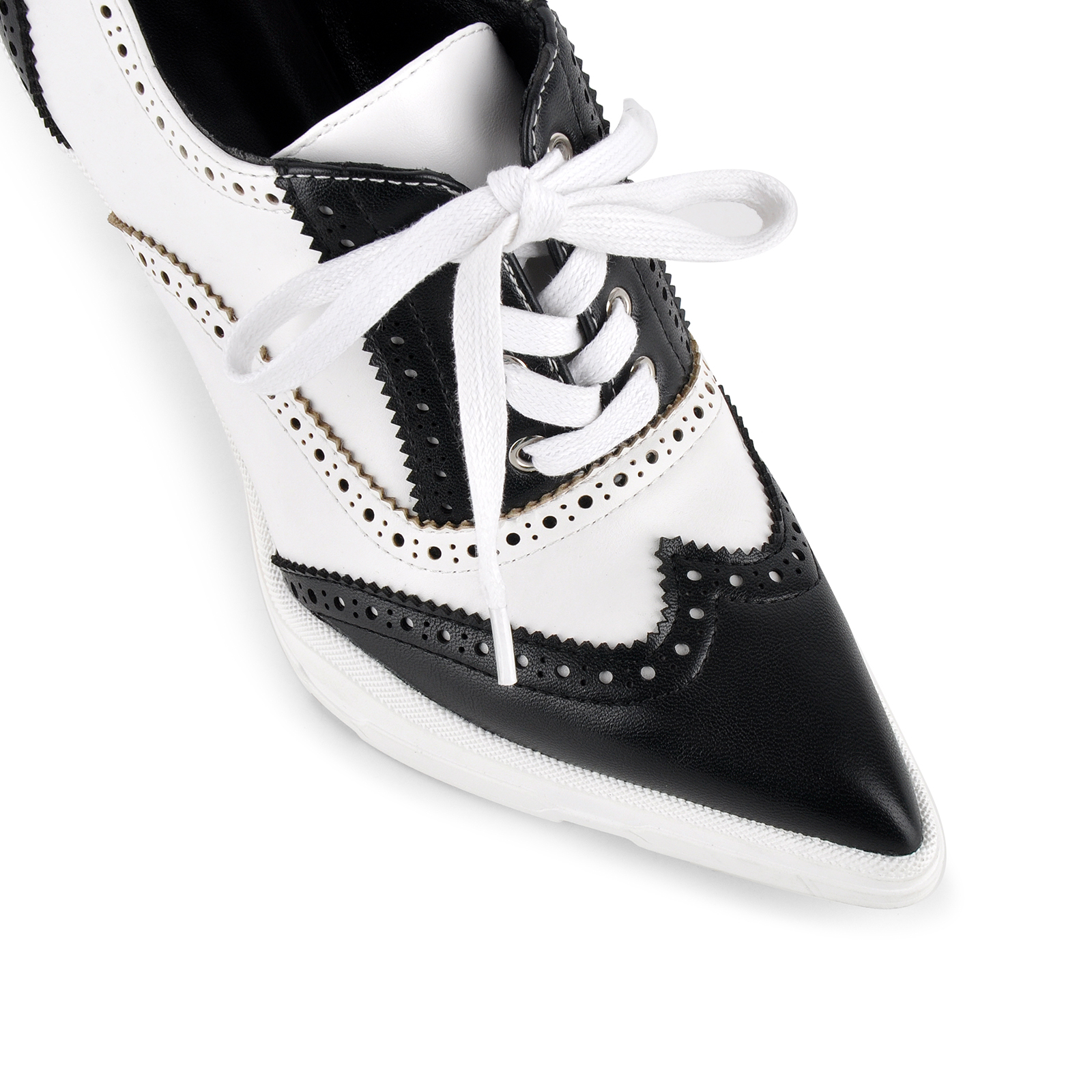 Pointed Toe Contrast Lace-up Stiletto Oxford Pumps
