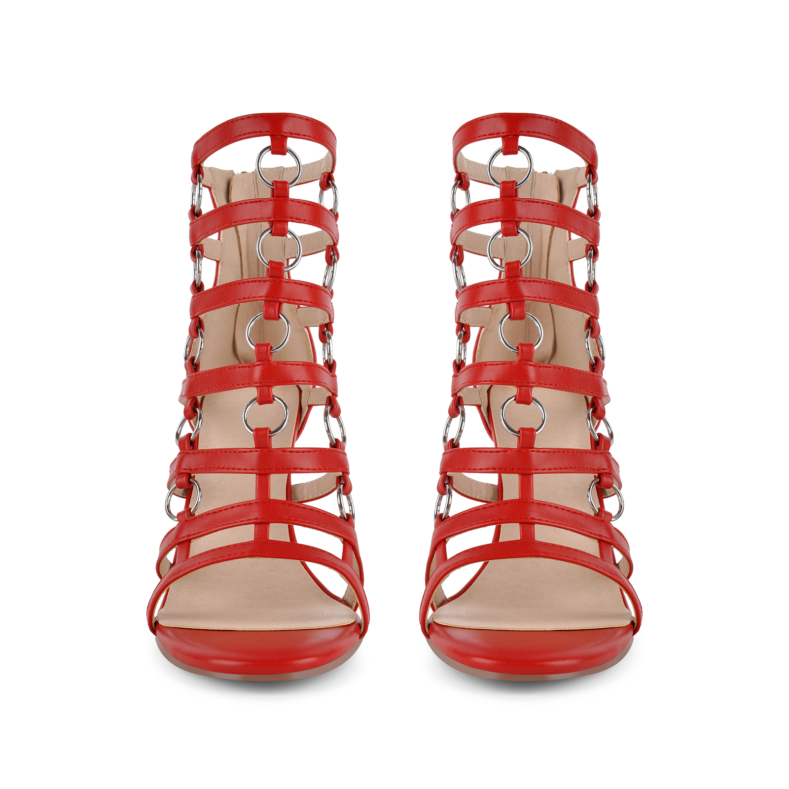 Metal Ring Cutout Gladiator Stiletto Sandals