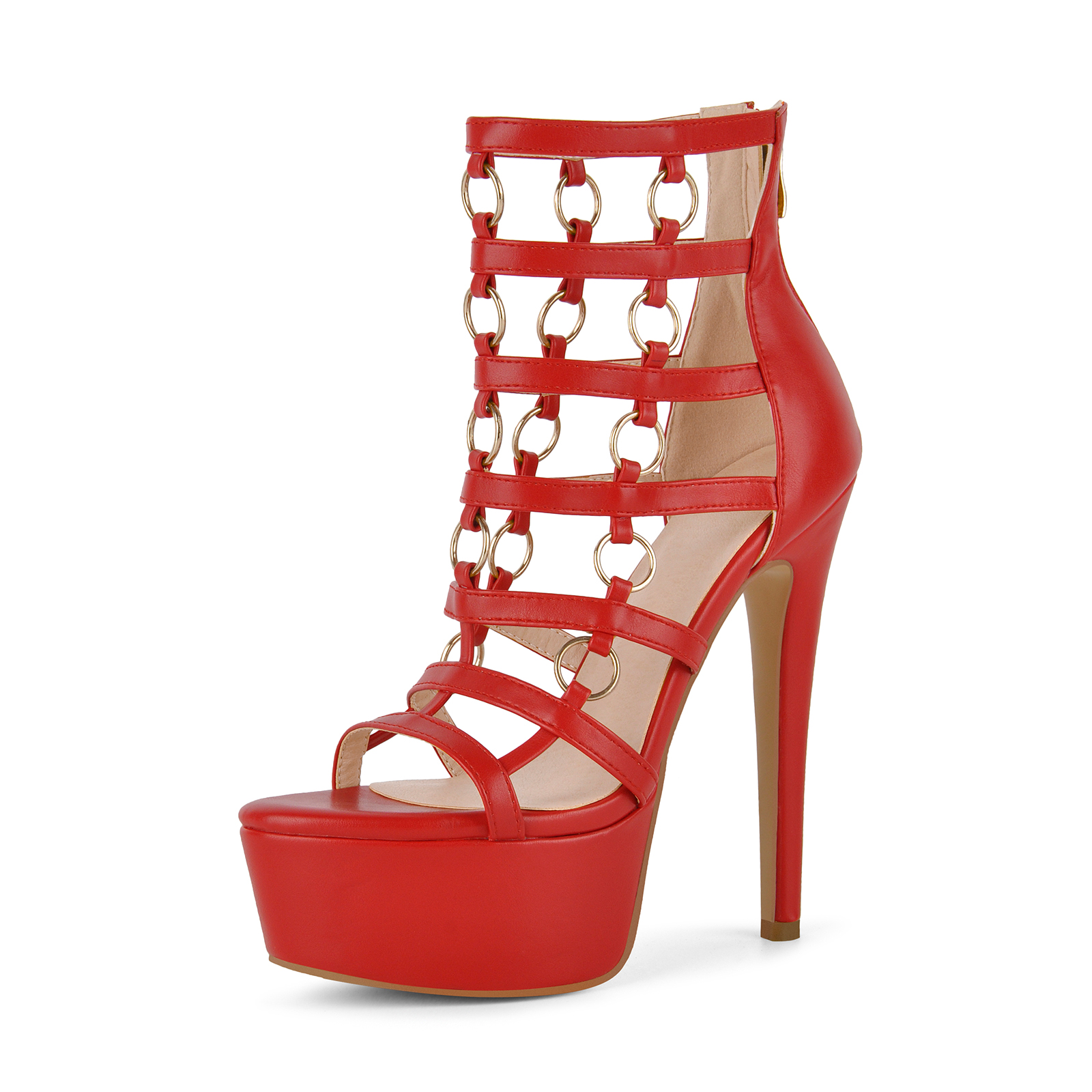 Platform Metal Ring Gladiator Cutout Sandals