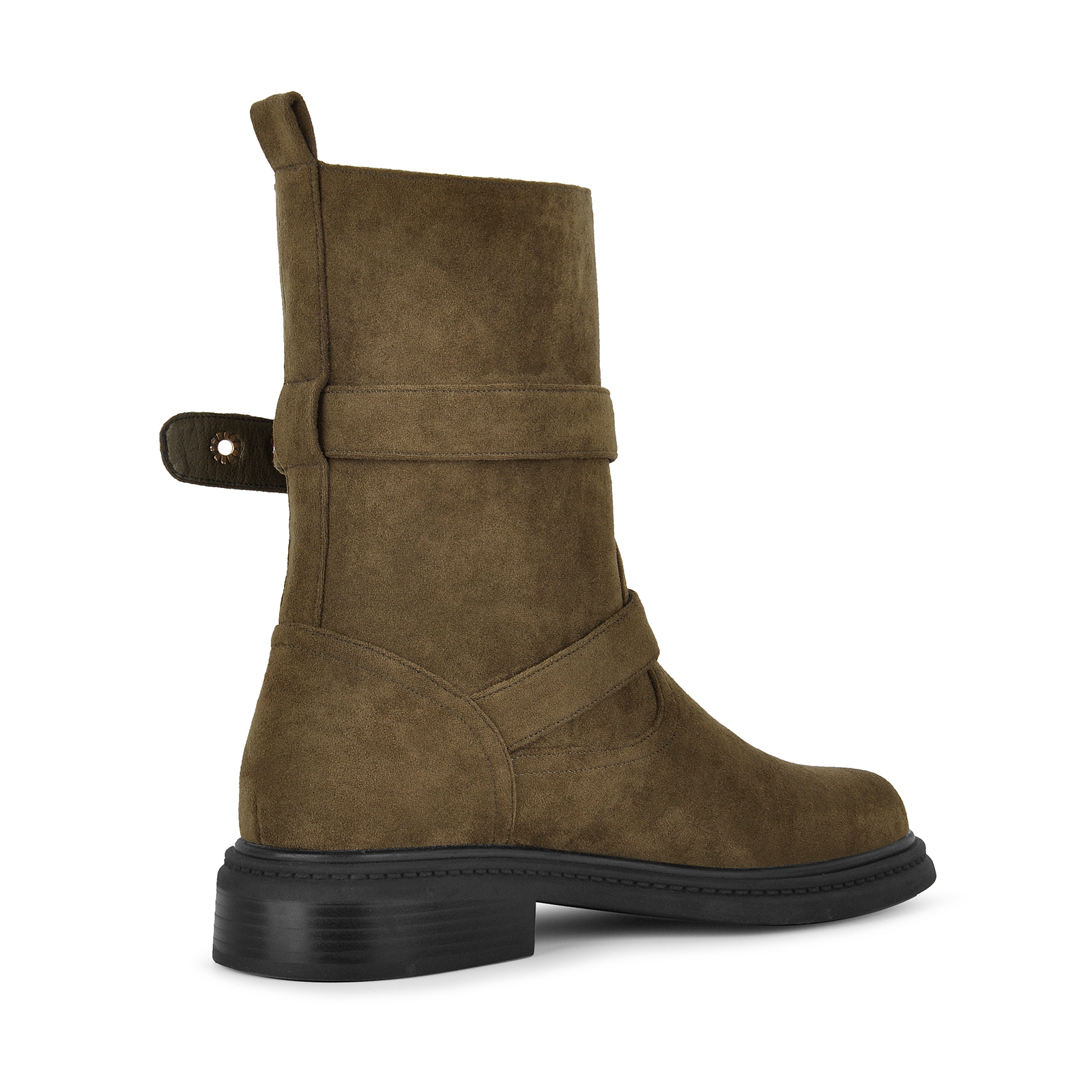 Round Toe Suede Metal Buckle Strap Ankle Boots