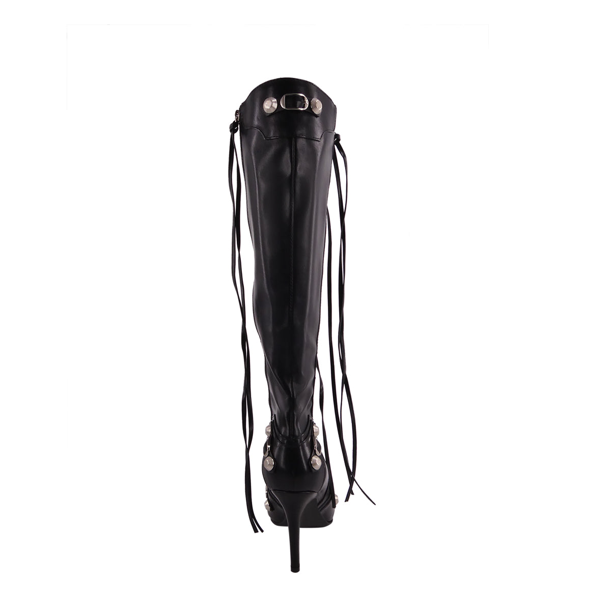 Pointed Toe Zipper Rivet Knee High Boots