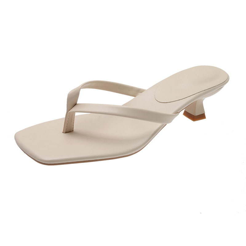 Square Toe Flip-Flop Kitten Heel Sandals
