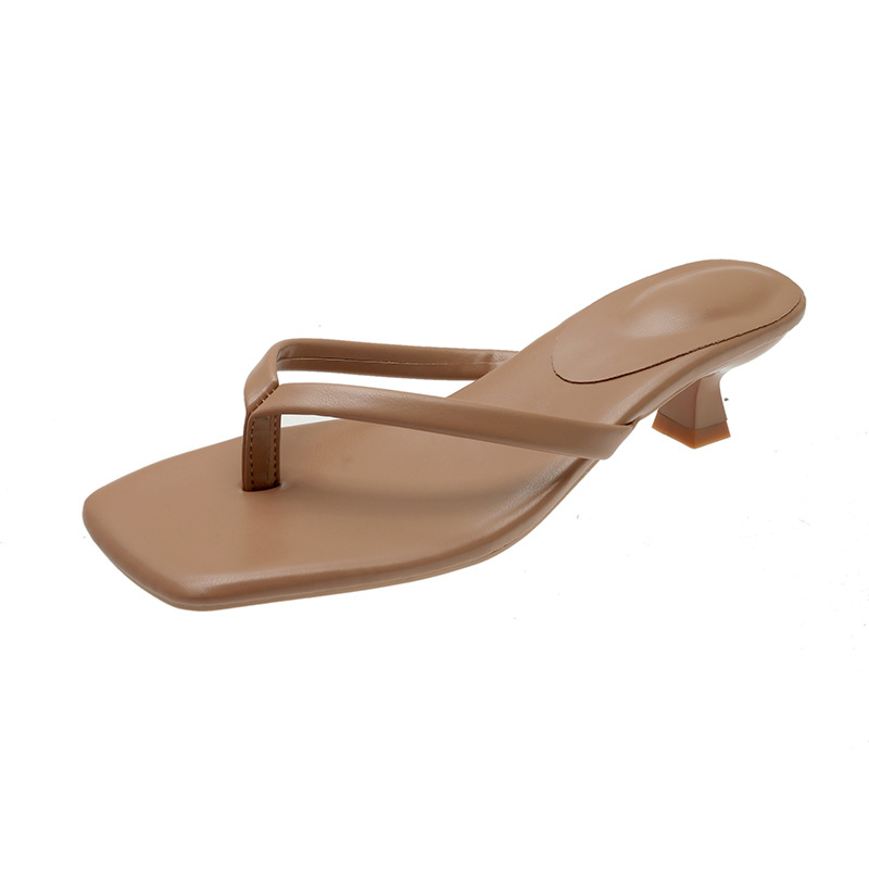 Square Toe Flip-Flop Kitten Heel Sandals