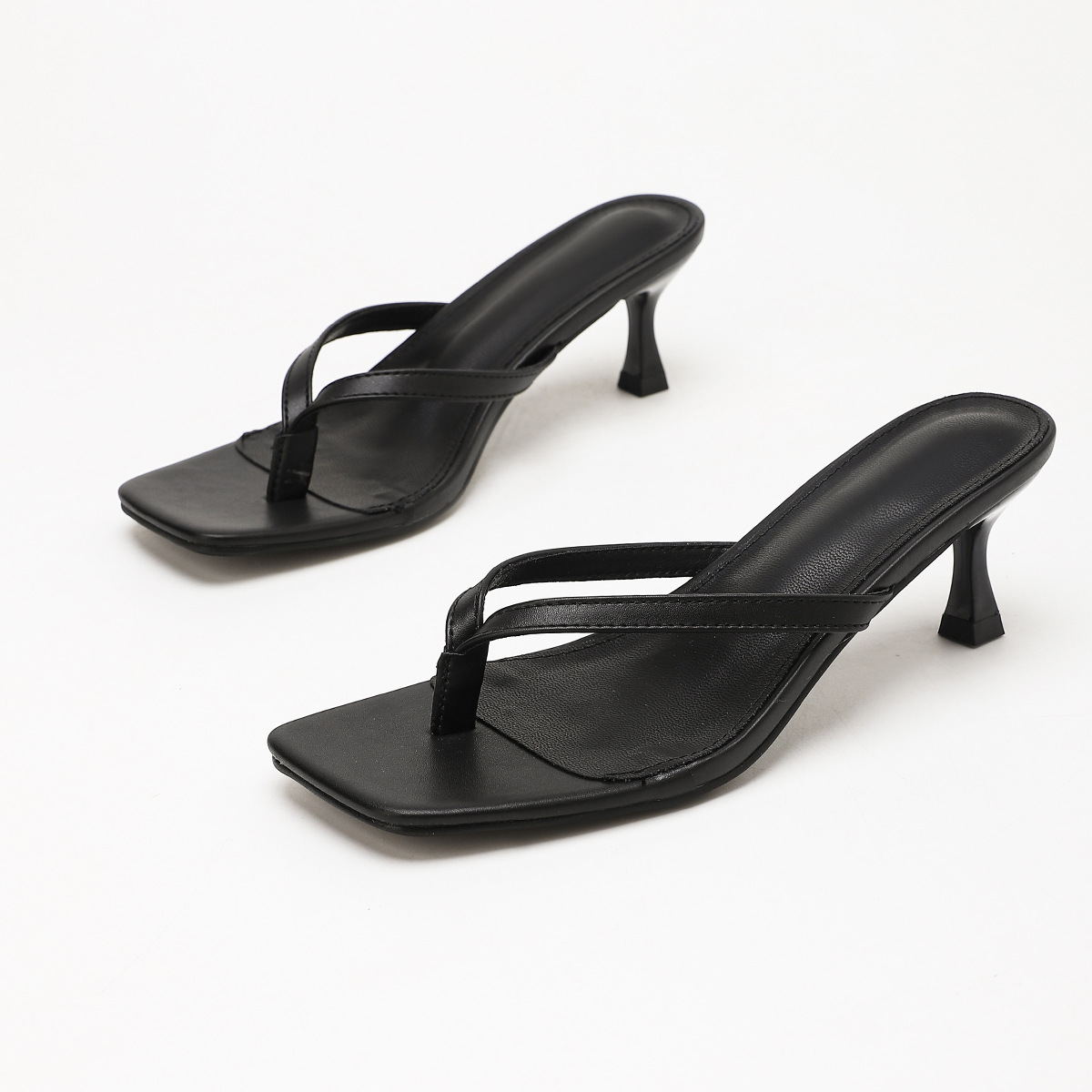 Square Toe Flip-Flop Stiletto Mule Sandals