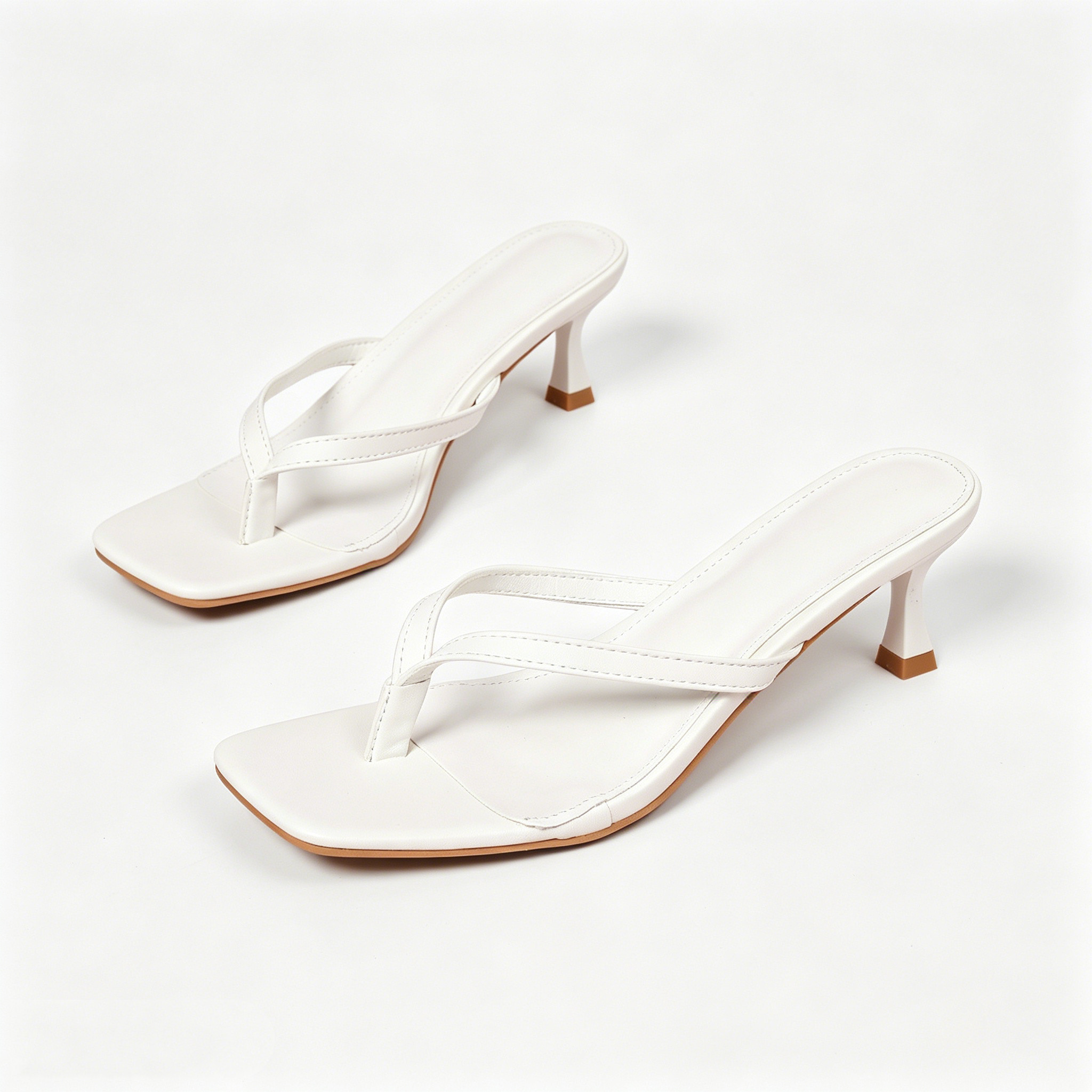 Square Toe Flip-Flop Stiletto Mule Sandals