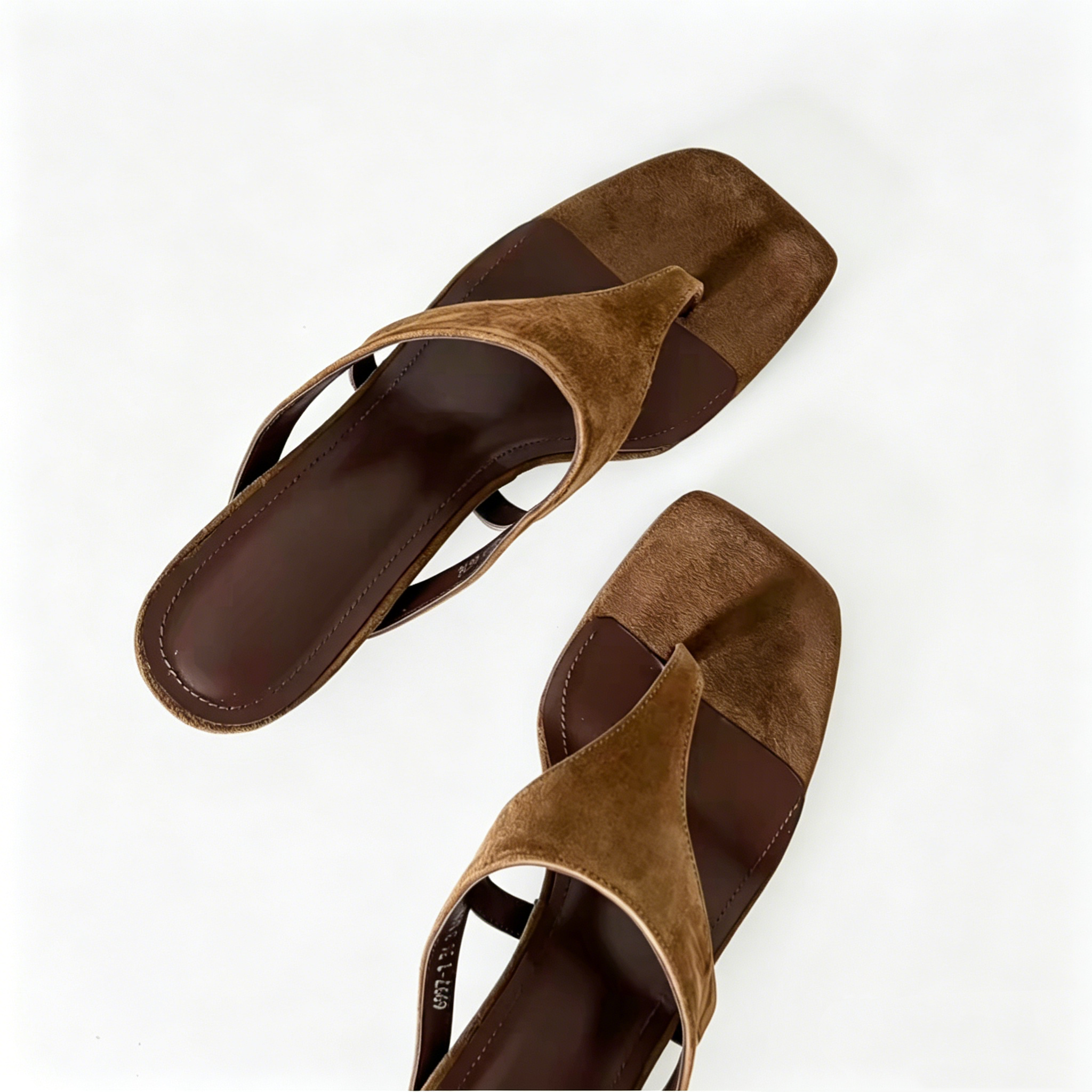 Square Toe Flip-Flop Kitten Heel Slide Sandals