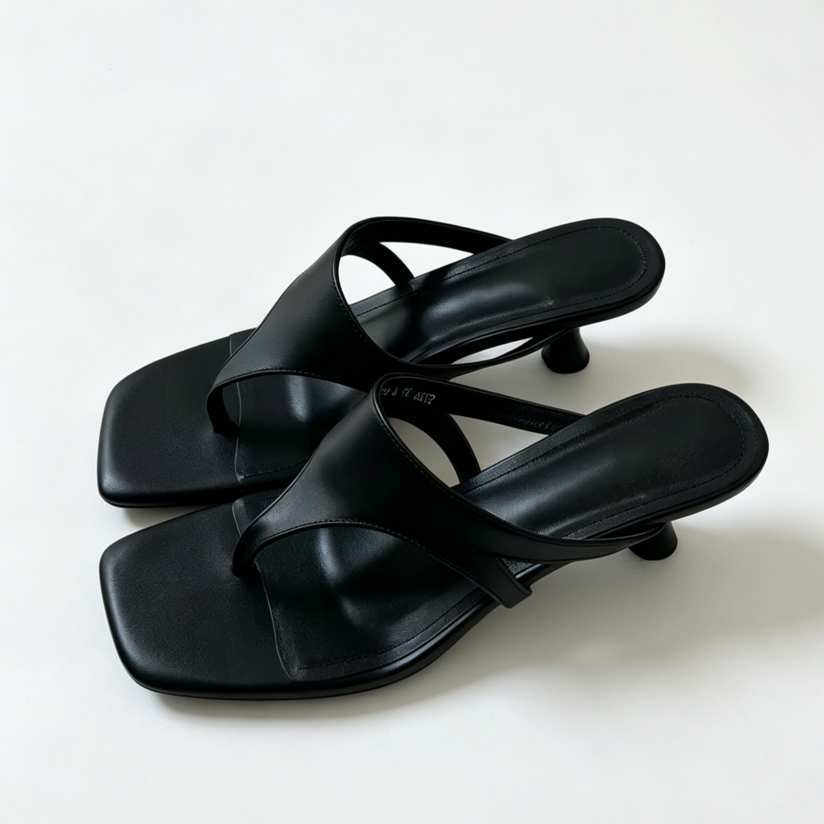 Square Toe Flip-Flop Kitten Heel Slide Sandals