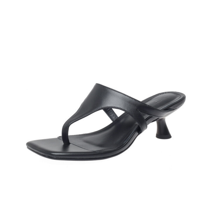 Square Toe Flip-Flop Kitten Heel Slide Sandals
