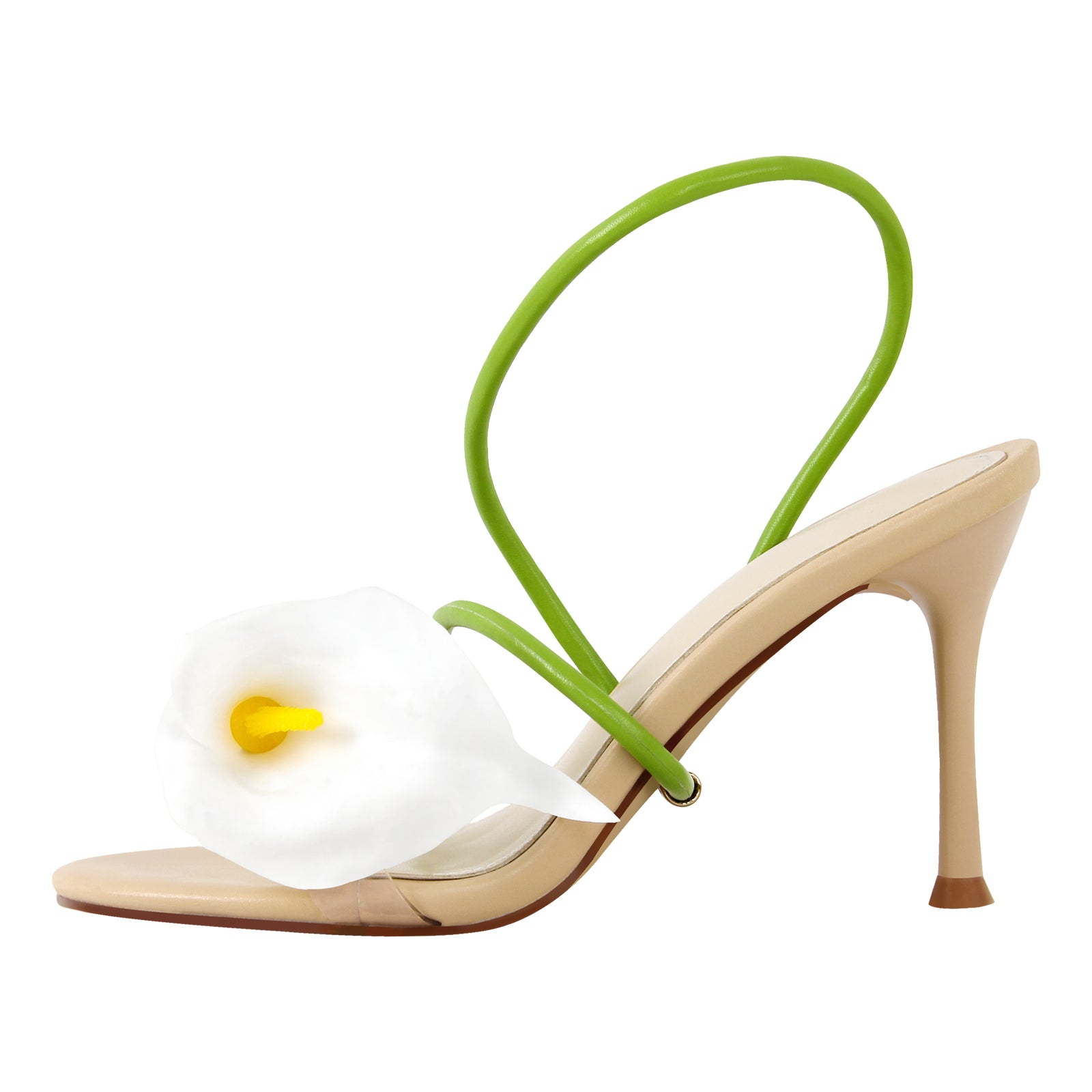 Round Toe Calla Lily Slip-on Stiletto Sandals