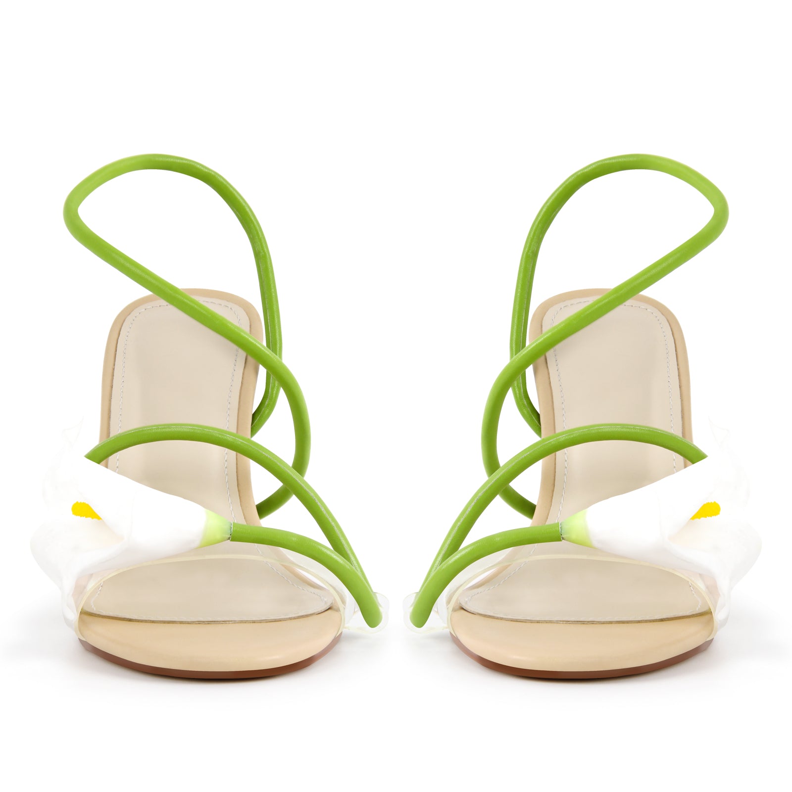 Round Toe Calla Lily Slip-on Stiletto Sandals