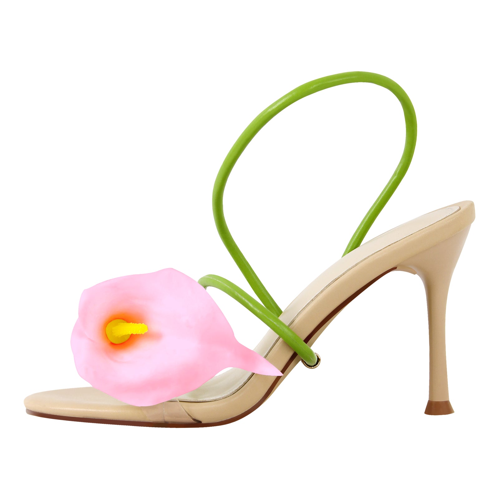 Round Toe Calla Lily Slip-on Stiletto Sandals
