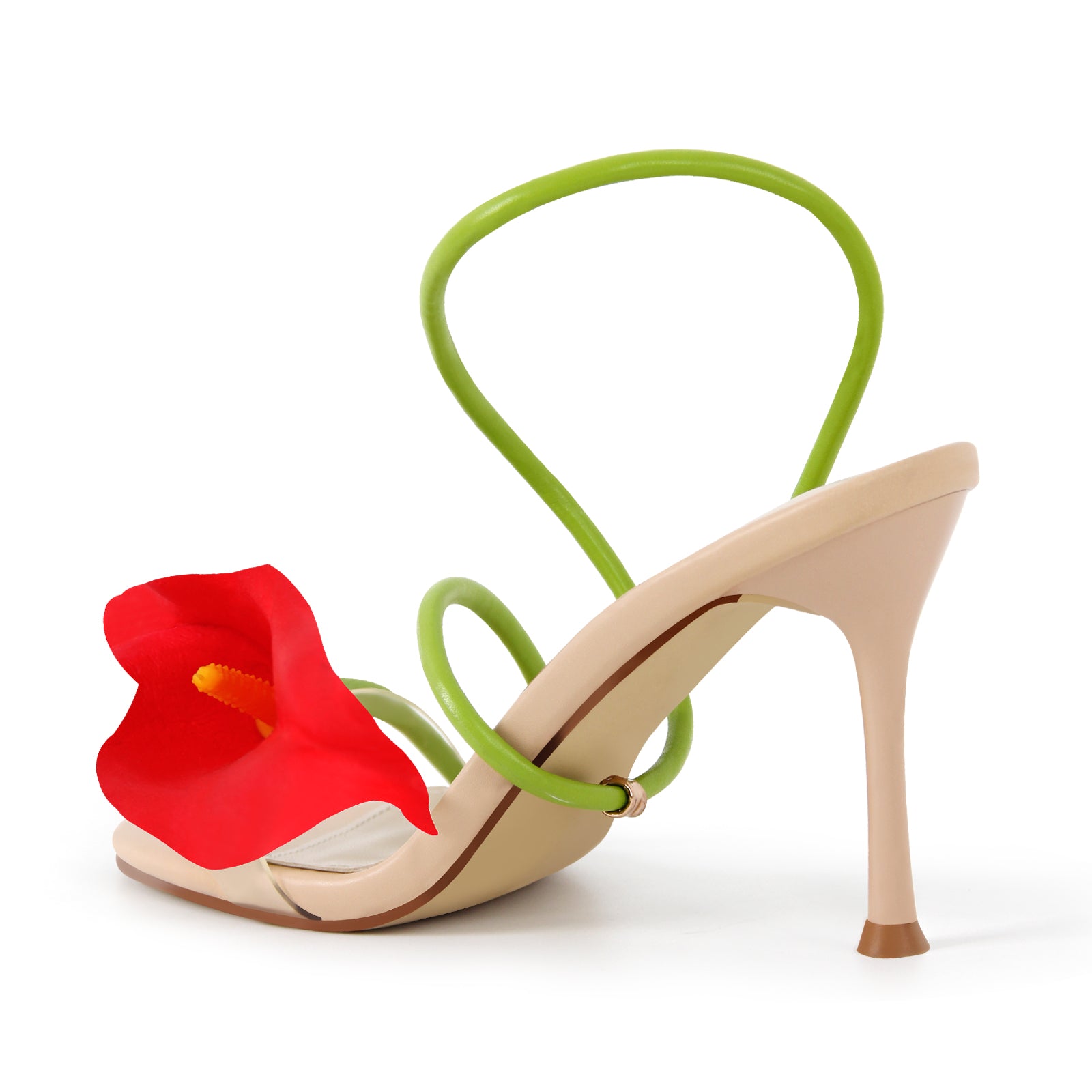 Round Toe Calla Lily Slip-on Stiletto Sandals