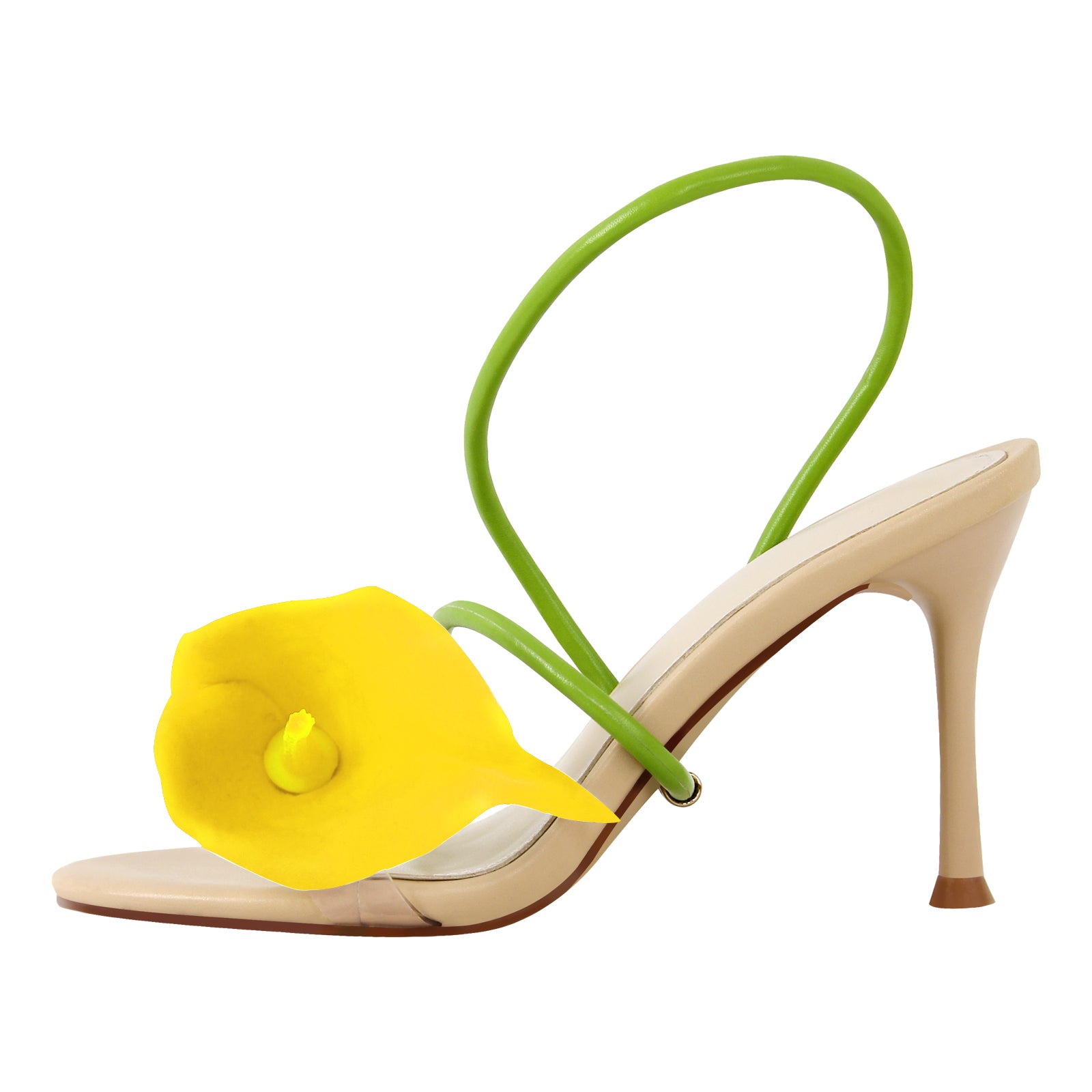 Round Toe Calla Lily Slip-on Stiletto Sandals