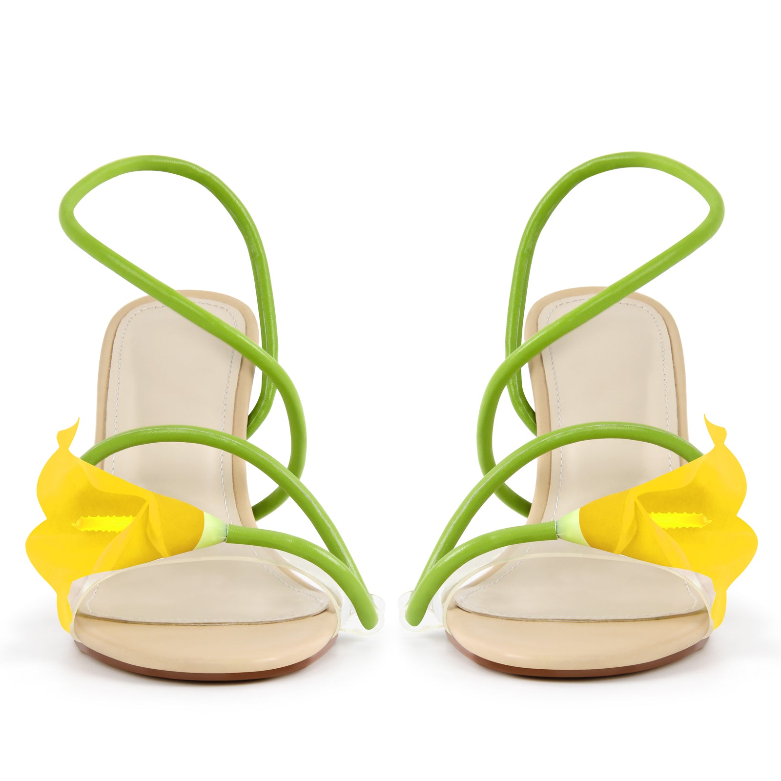 Round Toe Calla Lily Slip-on Stiletto Sandals