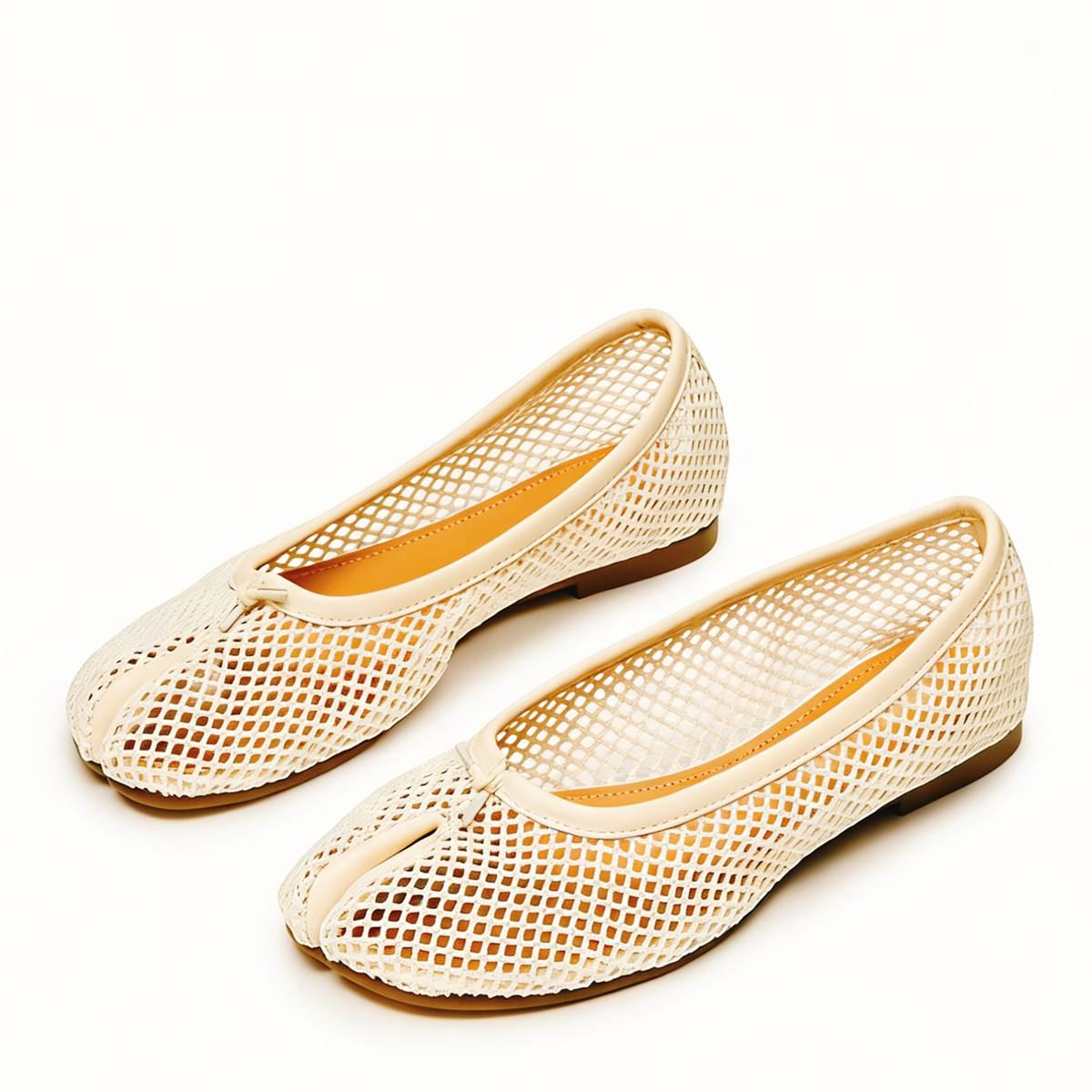 Round Toe Mesh Tabi Ballet Flats