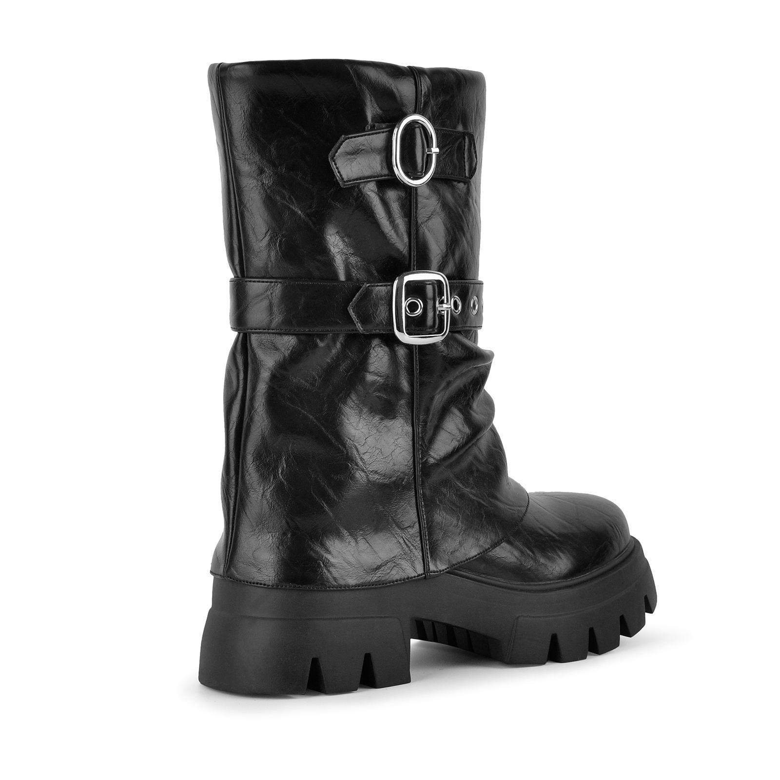 Platform Buckle Strap Chunky Heel Ankle Boots