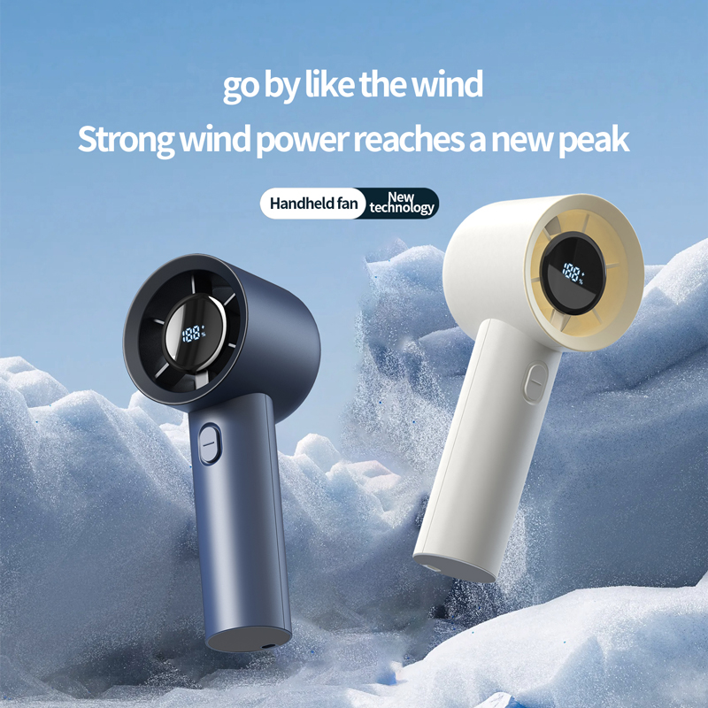 Model HX-F359 Handheld Turbo Fan Manufacturer, 2000mAh Portable Mini Fan with Digital Display