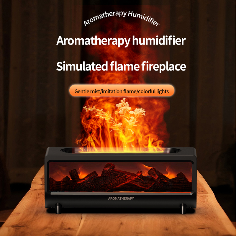 HX-X309 Fireplace Aroma Diffuser Manufacturer, 150ml Humidifier with Simulated Flame Light