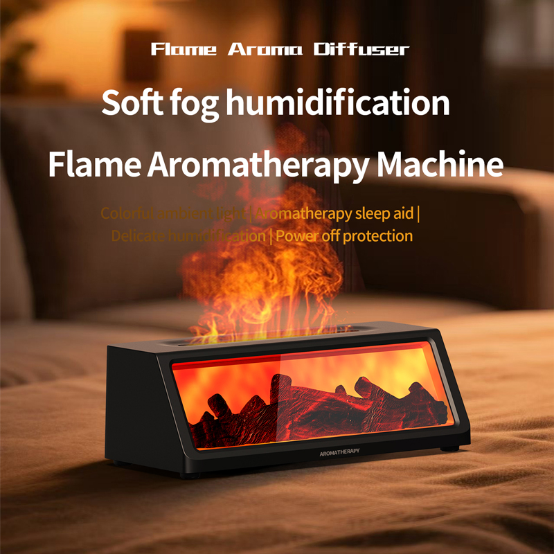 HX-X312 Fireplace Aroma Diffuser Manufacturer, 150ml Humidifier with Simulated Flame Light