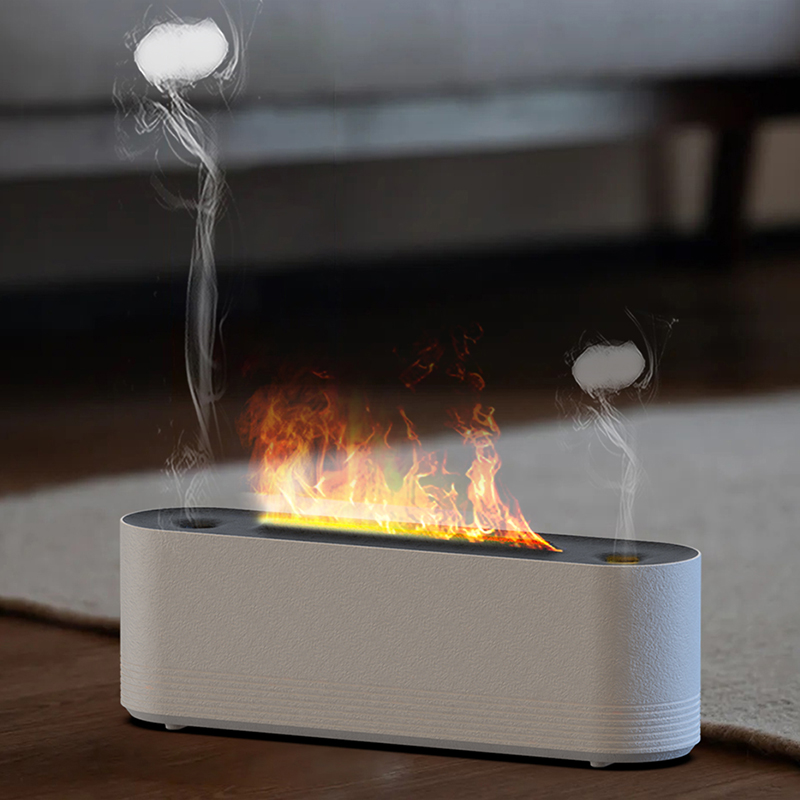 JS119 Fireplace Aroma Diffuser Manufacturer, 320ml Humidifier with Long Linear Flame Design