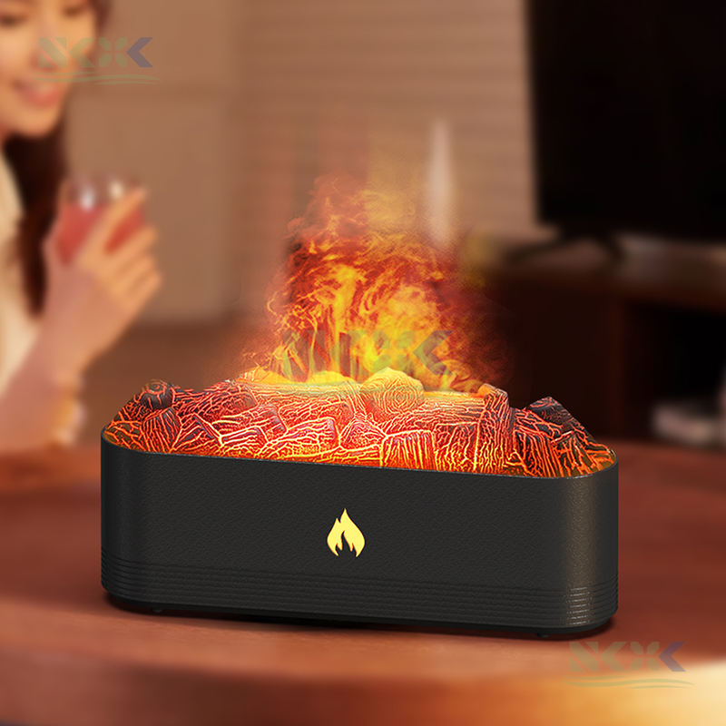 JS119B Lava Fireplace Aroma Diffuser Manufacturer, 320ml Humidifier with Simulated Lava Effect