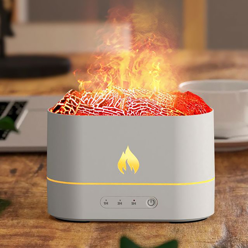 853B Dual-Color Flame Aroma Diffuser Manufacturer, 250ml Humidifier with Firelight & Lava Effect