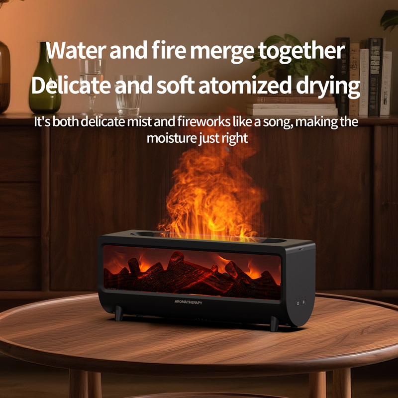 HX-X309 Fireplace Aroma Diffuser Manufacturer, 150ml Humidifier with Simulated Flame Light