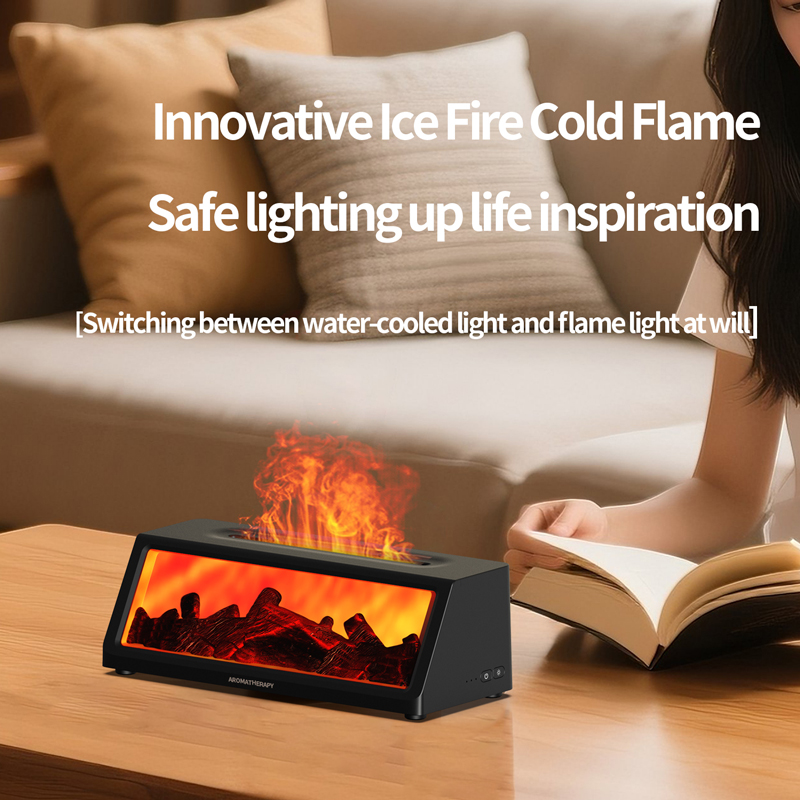 HX-X312 Fireplace Aroma Diffuser Manufacturer, 150ml Humidifier with Simulated Flame Light