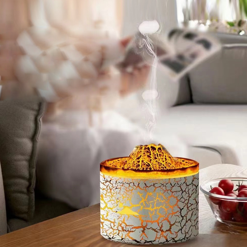 130A Lava Aroma Diffuser Manufacturer, 250ml Humidifier with Crackle Volcano Light