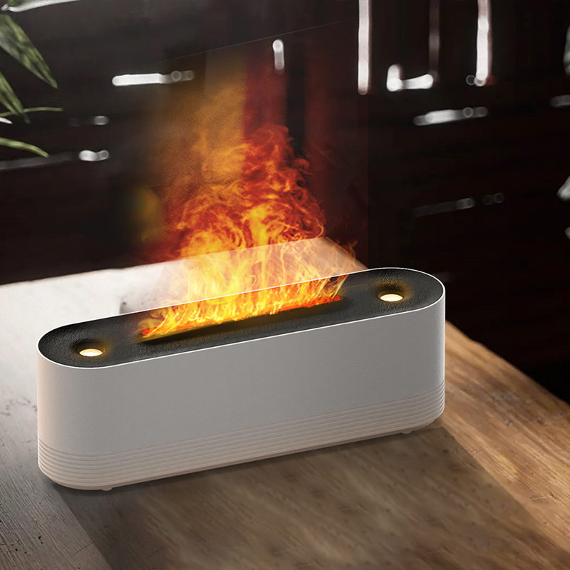 JS119 Fireplace Aroma Diffuser Manufacturer, 320ml Humidifier with Long Linear Flame Design