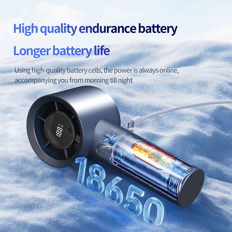 Model HX-F359 Handheld Turbo Fan Manufacturer, 2000mAh Portable Mini Fan with Digital Display