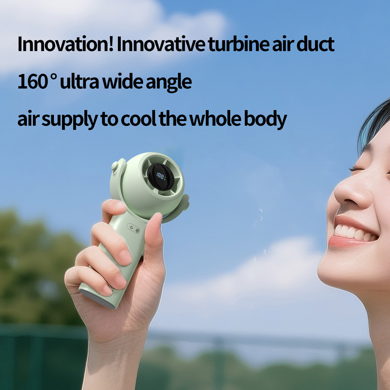 Model HX-F321 Handheld Turbo Fan Manufacturer, 2000mAh Mini Wind Cannon with LED Light