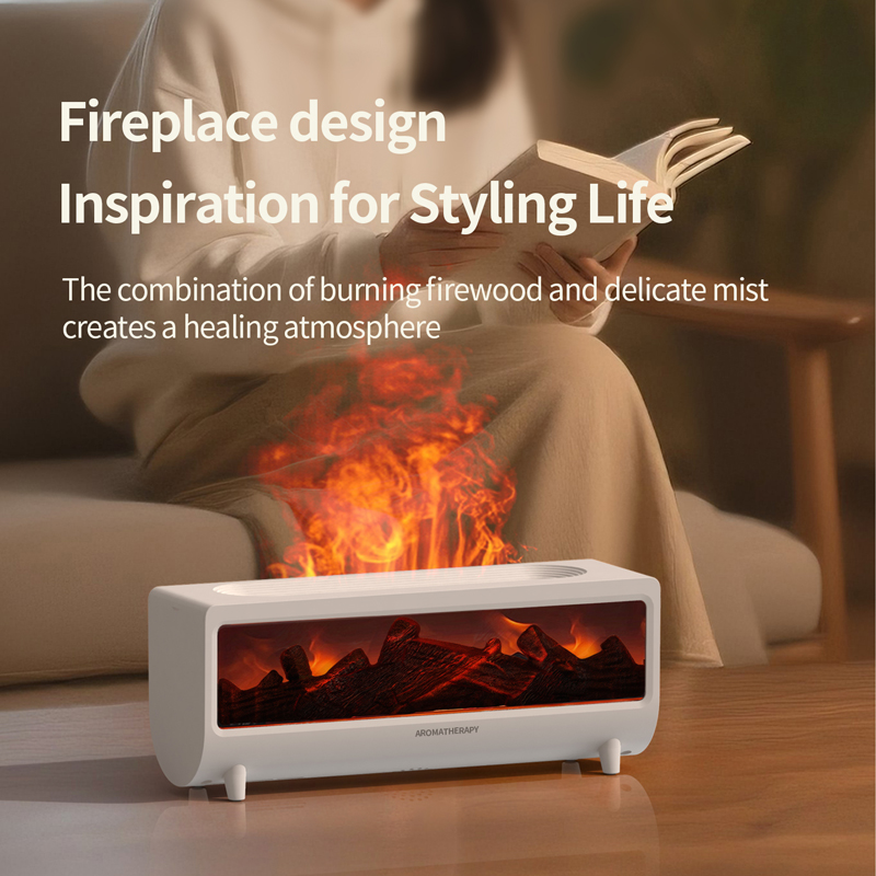 HX-X309 Fireplace Aroma Diffuser Manufacturer, 150ml Humidifier with Simulated Flame Light