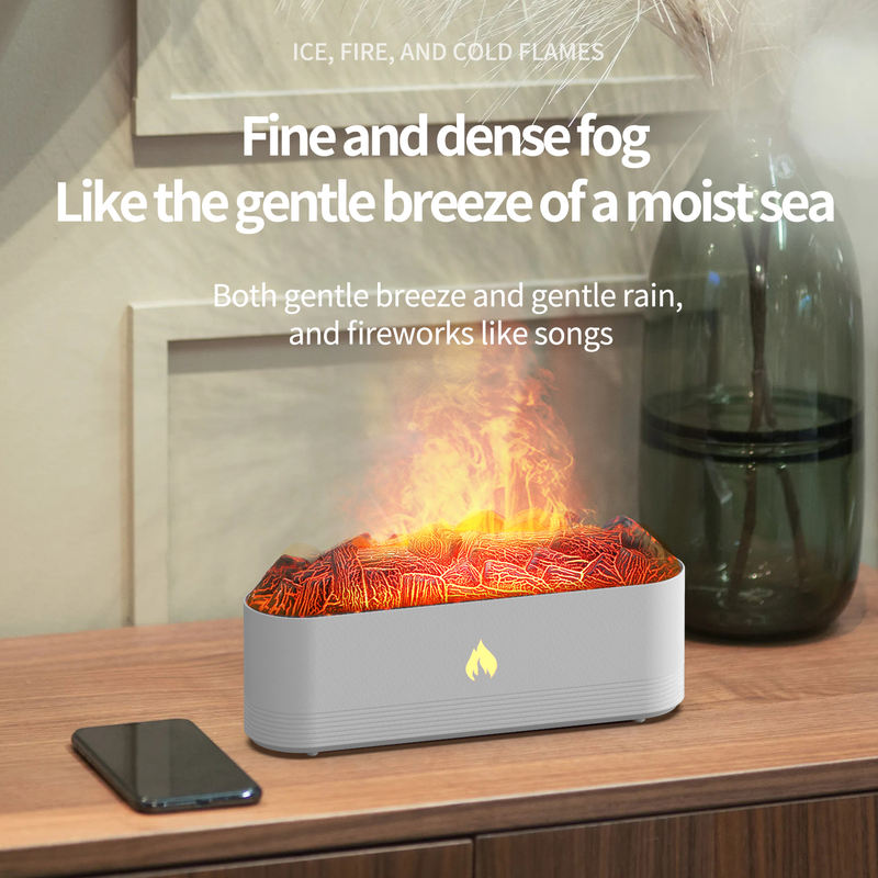JS119B Lava Fireplace Aroma Diffuser Manufacturer, 320ml Humidifier with Simulated Lava Effect