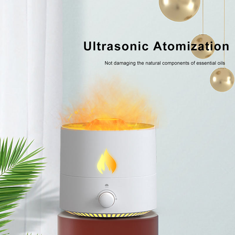 V8 Flame Aroma Diffuser Manufacturer, 250ml Humidifier with Dual Mist & Fire Light