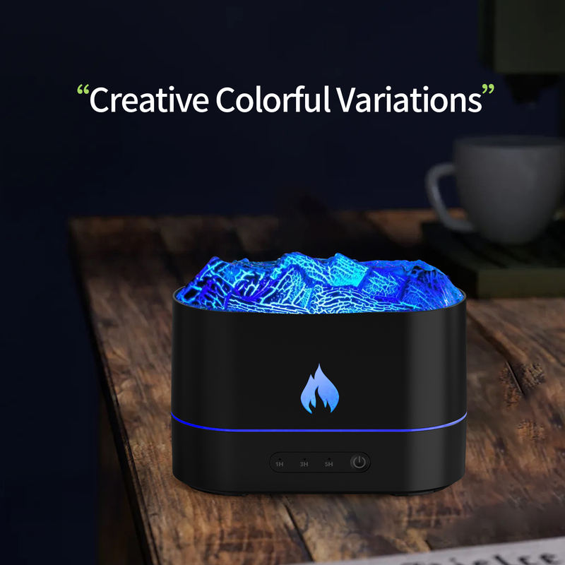 853B Dual-Color Flame Aroma Diffuser Manufacturer, 250ml Humidifier with Firelight & Lava Effect